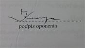 Sporn podpis oponenta Petra Kroupy na posudku k diplomov prci Zdeka Laubeho.