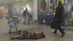 Ranný po výbuchu na letiti Zaventem v Bruselu.