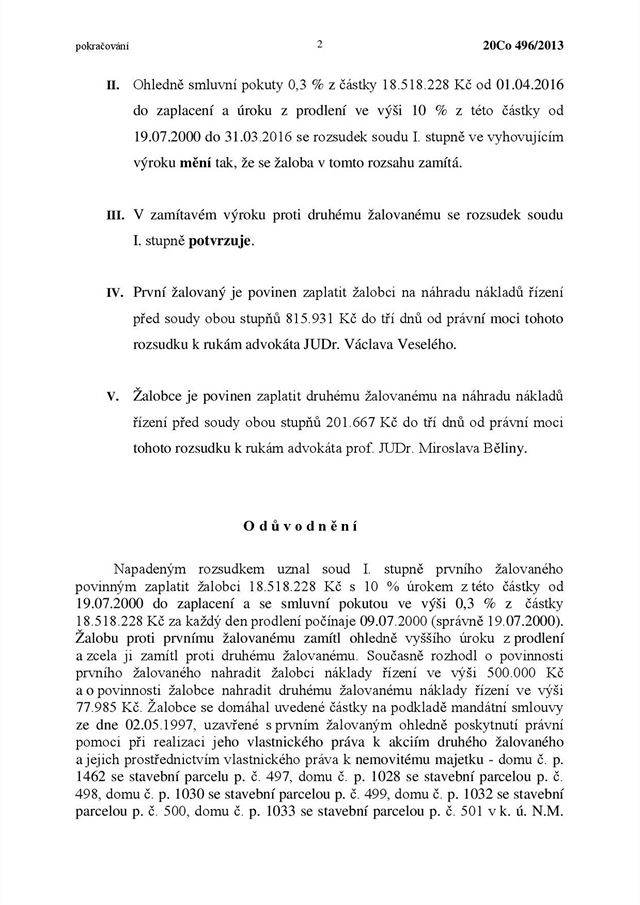 Rozsudek, kvli nmu musí SSD zaplatit advokátovi Altnerovi pes 300 milion...