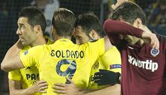 Odveta tvrtfinále Evropské ligy Sparta vs. Villarreal, radost hostí.