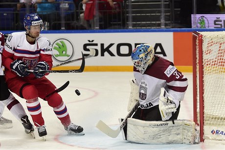 R - Lotysko (zleva eský reprezentant Roman ervenka a branká Lotyska...