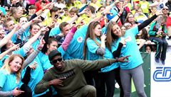 Usain Bolt v Praze na závod okoládová tretra.