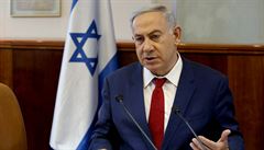 Izraelský premiér Benjamin Netanjahu na schzce vládního kabinetu.