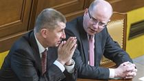 Andrej Babiš a Bohuslav Sobotka ve Sněmovně. Andrej Babiš a Bohuslav Sobotka ve Sněmovně.