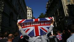 Ped Downing Street 10 slaví píznivci odchodu Velké Británie z Evropské unie.