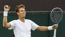 Tom Berdych slav postup ped Jiho Veselho.