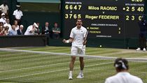Semifinle Wimbledonu mezi Miloem Raoniem a Rogerem Federerem.