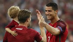 Polsko vs. Portugalsko (Ronaldo slaví).