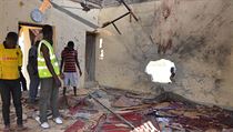 Trosky po explozi domu v Nigrii, za tokem stoj teroristick organizace Boko...