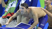 Michael Phelps se raduje z 19. olympijsk medaile.