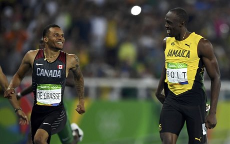 Usain Bolt a Andre De Grasse.