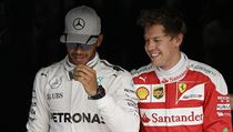 Lewis Hamilton a Sebastian Vettel po kvalifikaci na Velkou cenu Itlie
