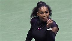 Serena Williamsová pi zápase s Rumunkou Simonou Halepovou.