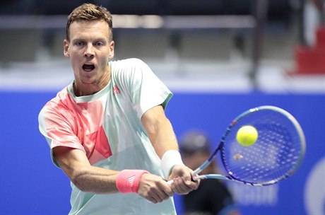 Tomá Berdych na turnaji v Petrohradu.