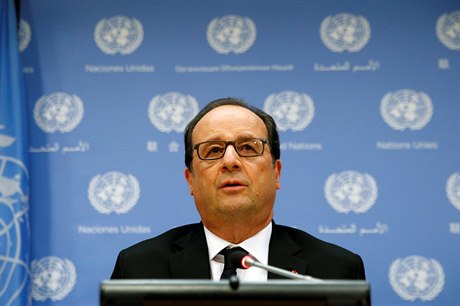 Francouzský prezident François Hollande bhem tiskové konference