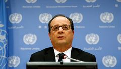 Francouzský prezident François Hollande bhem tiskové konference