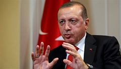 Turecký prezident Recep Tayyip Erdogan hovoí v rozhovoru pro agenturu Reuters...