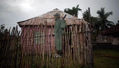 Obrázek Fidela Castra v kubánské komun Carbonera.
