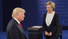 Kandidáti na prezidenta USA: Hillary Clintonová a Donald Trump bhem druhé...