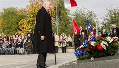 Prezident Milo Zeman bhem oslav 28. íjna na Vítkov.