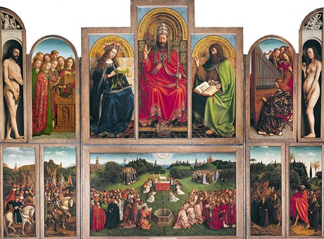 Slavný gentský oltá bratí Van Eyckových.