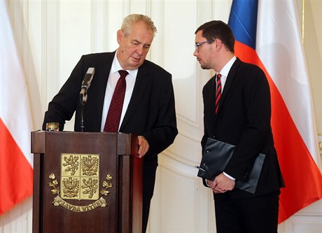 Prezident Milo Zeman se svým mluvím Jiím Ovákem.