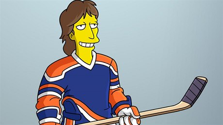 Wayne Gretzky ve své animované podob v Simpsonových.