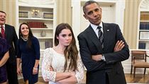 Vítězka stříbrné medaile McKayla Maroneyová a prezident Obama dělají výraz,... | na serveru Lidovky.cz | aktuální zprávy