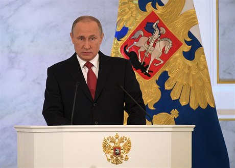 Ruský prezident Vladimir Putin pi tradiním projevu o stavu zem.