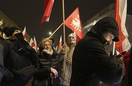 Úastníci protidemonstrace na podporu vlády