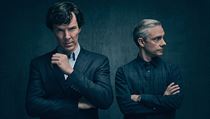 Benedict Cumberbatch a Martin Freeman v hlavnch rolch serilu Sherlock.