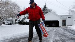 erstvý sníh zastihl i obyvatele amerického státu Maine.