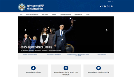 Webové stránky amerického velvyslanectví v echách