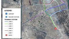 Plán zamýlených linek MHD v irácké Base.