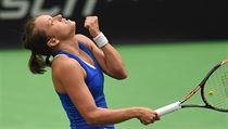 Barbora Strýcová v zápase 1. kola Fed Cupu proti Laře Arruabarrenaové. | na serveru Lidovky.cz | aktuální zprávy