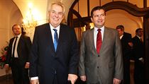 Miloš Zeman. Vpravo předseda sněmovny Jan Hamáček. | na serveru Lidovky.cz | aktuální zprávy