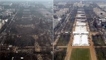 Porovnání davů na inauguraci prezidenta Obamy (vlevo) a prezidenta Trumpa... | na serveru Lidovky.cz | aktuální zprávy