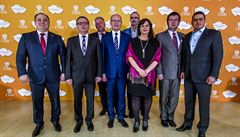 Nové vedení SSD (zleva): Jan Birke, Lubomír Zaorálek, Milan Chovanec, Bohuslav...