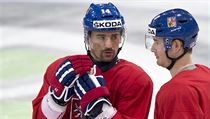 Zleva Tomáš Plekanec a Roman Červenka tréninku české hokejové reprezentace. | na serveru Lidovky.cz | aktuální zprávy