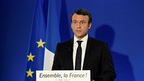 Nov francouzsk prezident Emmanuel Macron pi povolebnm projevu