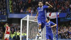 Útoník Chelsea Diego Costa slaví jeden z gól v síti Middlesbrough.