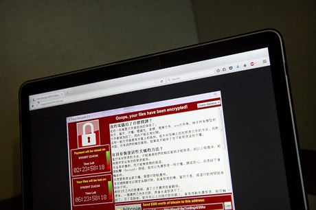 Fotografie obrazovky poítae, který byl napaden kodlivým virem  WannaCry.