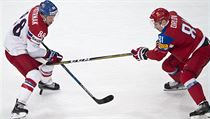 MS v hokeji 2017, Rusko vs. esko: David Pastrk a Dmitrij Orlov z Ruska.