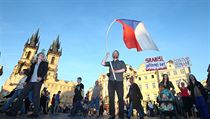 Demonstranti na Staromstskm nmst.