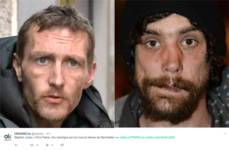 Manchestertí hrdinové, bezdomovci Stephen Jones a Chris Parker.
