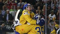 Nylander a Lundqvist v euforii.