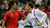 Novak Djokovi a Radek tpnek ped finle DC.