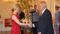 Kateina Valachov a prezident Milo Zeman na Praskm hrad.