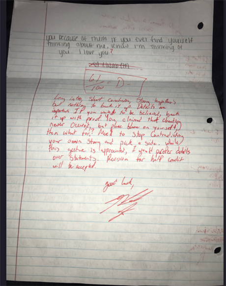 Ta se ho pokusila získat zpt dopisem, který Lutz profesorsky ervenou tukou...