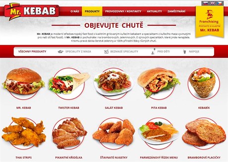 Nabídka slovenského etzce Mr. Kebab.